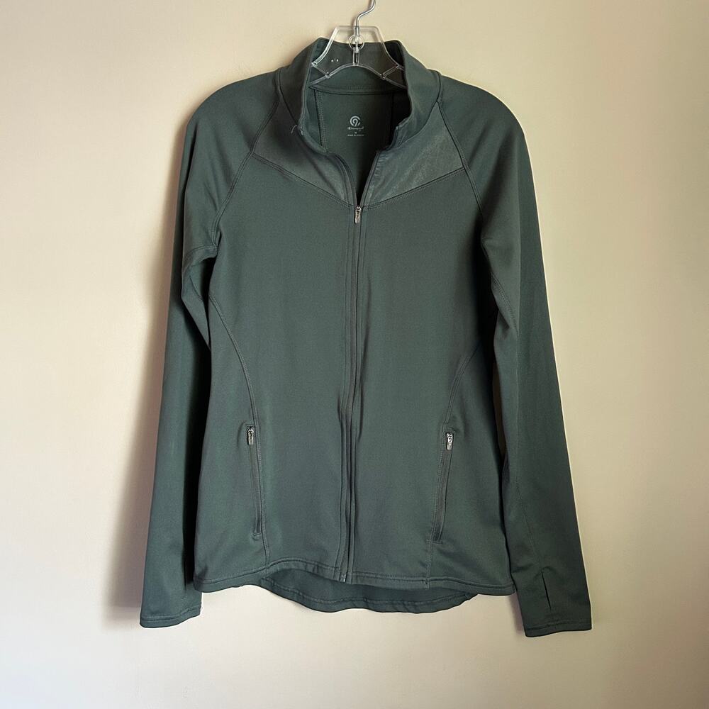 Champion Forest Green Zip-Up Long Sleeve Hoodless Workout Jacket Top Size Medium